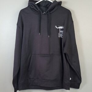 NINE LINE Black Hoodie W/white Emblems. Size Large